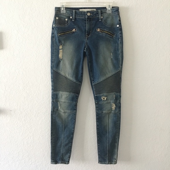 Lovers + Friends Denim - Lovers + Friends Aaron Moto Zipper Skinny Jeans